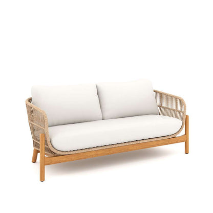 New Classic Furniture - Solstice 5 Piece Outdoor Rope & Solid Wood Conversation Set-Patio Loveseat,  2 Patio Club Chairs, Terazzo Top Coffee Table & End Table-Linen Beige - 60-823-4P veiw 4