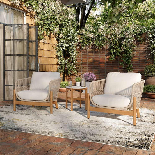 New Classic Furniture - Solstice Outdoor Rope & Solid Wood Patio Club Chairs (Set Of Two) -Linen Beige - 60-823-2P veiw 1