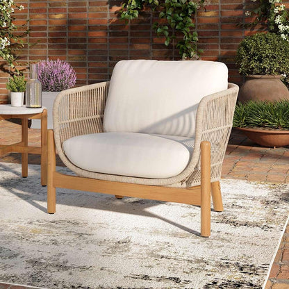 New Classic Furniture - Solstice Rope And Solid Wood Frame Outdoor Club Chair-Linen Beige - G823N-10 veiw 5