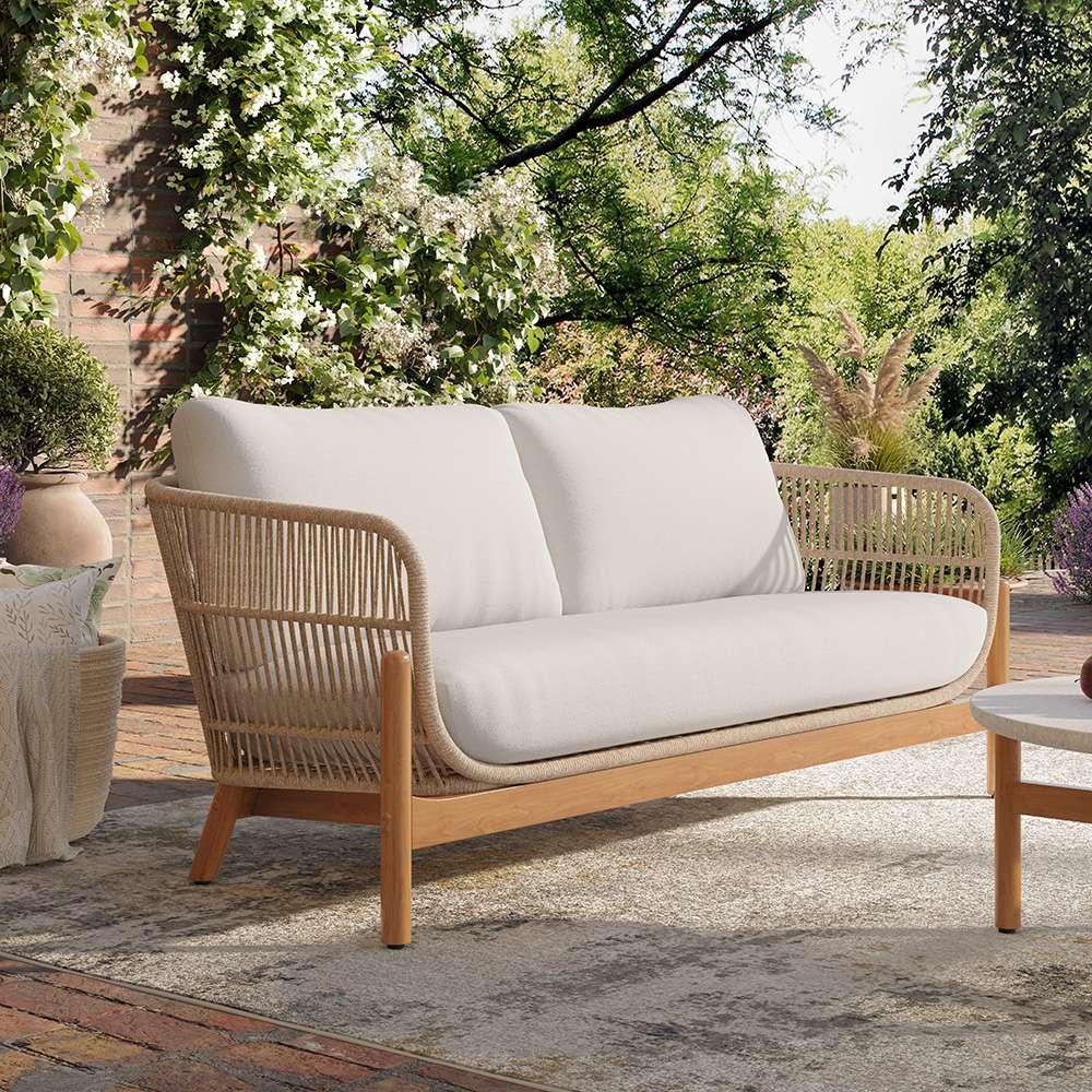New Classic Furniture - Solstice Rope And Solid Wood Frame Outdoor Loveseat-Linen Beige - G823N-20 veiw 5