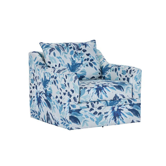 New Classic Furniture - Sylvie Swivel Chair-Blue & White Print - U1270-12-BFP veiw 1