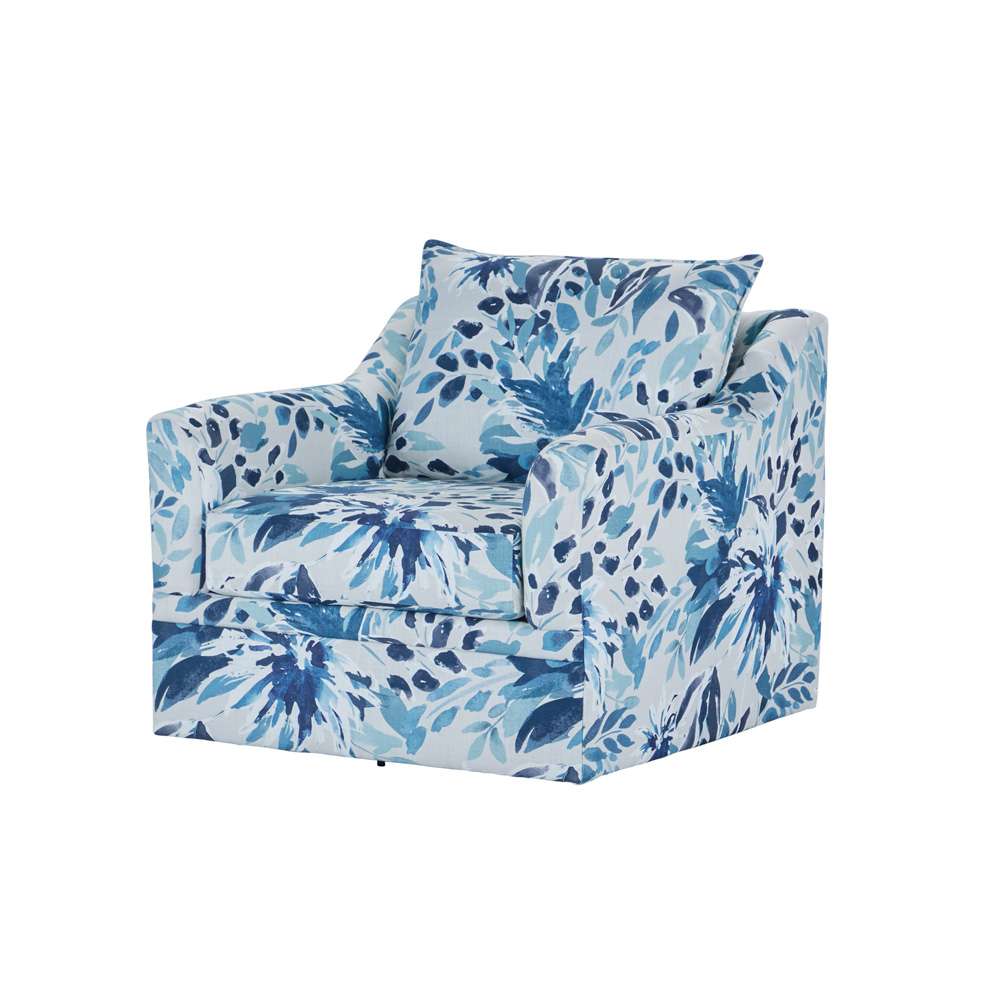 New Classic Furniture - Sylvie Swivel Chair-Blue & White Print - U1270-12-BFP veiw 4