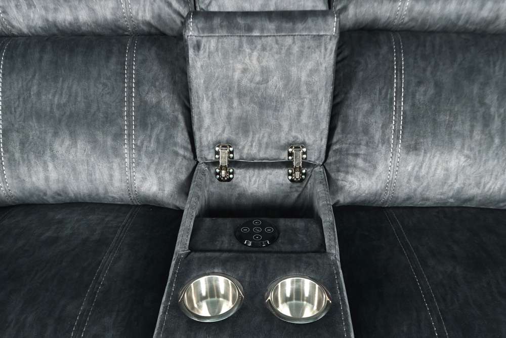 New Classic Furniture - Tango Console Loveseat With Speaker & power Fr-Shadow - U396-25P1-SHW veiw 7