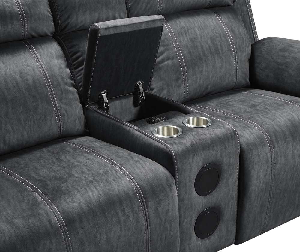 New Classic Furniture - Tango Console Loveseat With Speaker-Shadow - U396-25-SHW veiw 2
