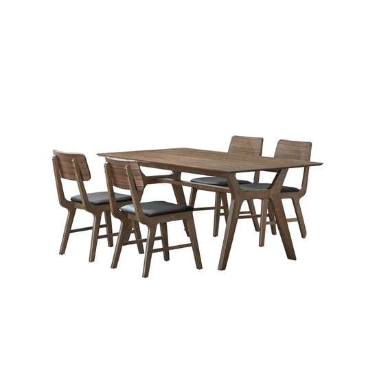 New Classic Furniture - Thea 5 Piece Mid-Century Modern Wood Dining Set - 70in Dining Table And 4 Chairs-Walnut Brown - 40-1750BK-D4C veiw 1