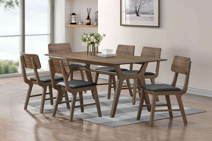New Classic Furniture - Thea 7 Piece Mid-Century Modern Wood Dining Set - 70in Dining Table And 6 Chairs-Walnut Brown - 40-1750BK-D6C veiw 2