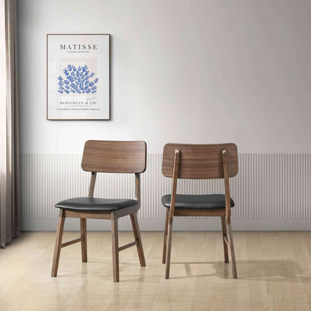 New Classic Furniture - Thea Wood Back Dining Chairs With Black Upholstered Seat Cushion (Set Of 2)-Walnut Brown - D1750-20 veiw 2