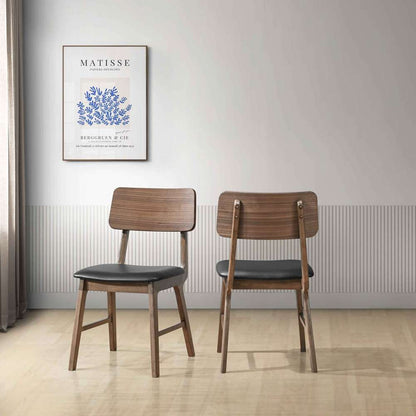 New Classic Furniture - Thea Wood Back Dining Chairs With Black Upholstered Seat Cushion (Set Of 2)-Walnut Brown - D1750-20 veiw 2