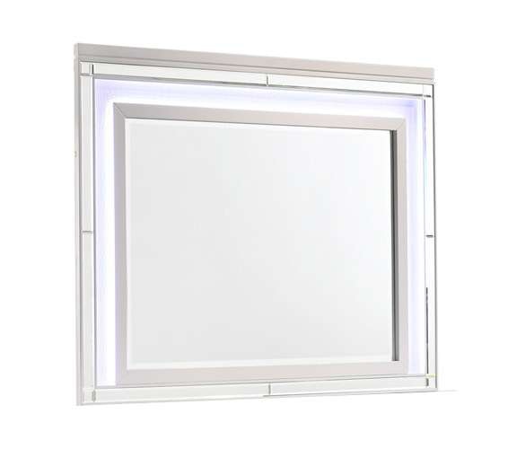 New Classic Furniture - Valentino Lighted Mirror-White - BA9698W-060 view 1