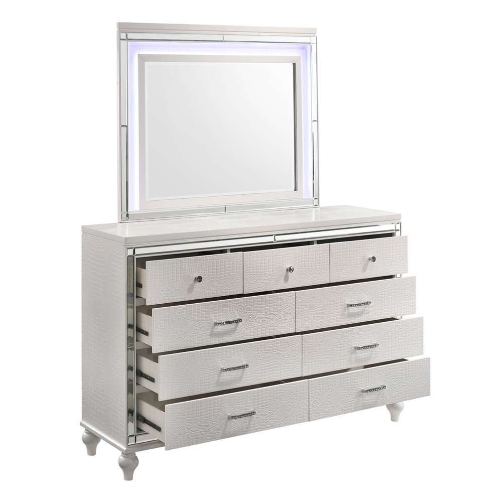 New Classic Furniture - Valentino Lighted Mirror-White - BA9698W-060 view 2