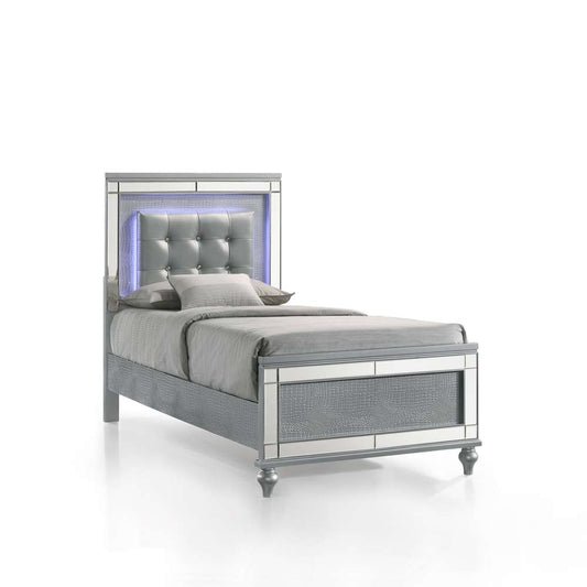 New Classic Furniture - Valentino Twin Twin Bed - Silver - 02-9698S-500 veiw 1