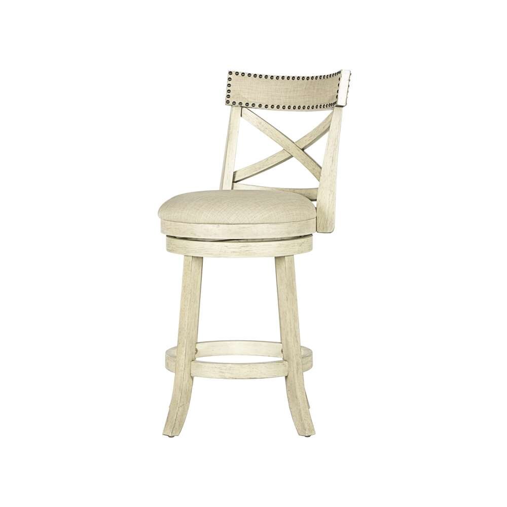New Classic Furniture - York 24in Counter Stool-Ant White With Fabric Seat - S1219-CS-FW veiw 3