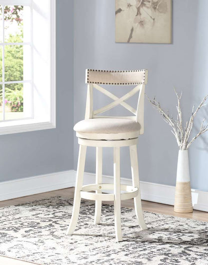 New Classic Furniture - York 29in Bar Stool-Ant White With Fabric Seat - S1219-BS-FW veiw 5