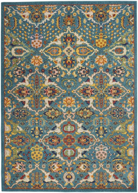 Nourison - Allur Area Rug - 53in x 73in Turquoise Ivory - ALR03-99446838070 veiw 1