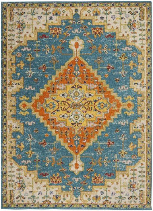 Nourison - Allur Area Rug - 53in x 73in Turquoise Ivory - ALR01-99446838001 - CLOSEOUT veiw 1