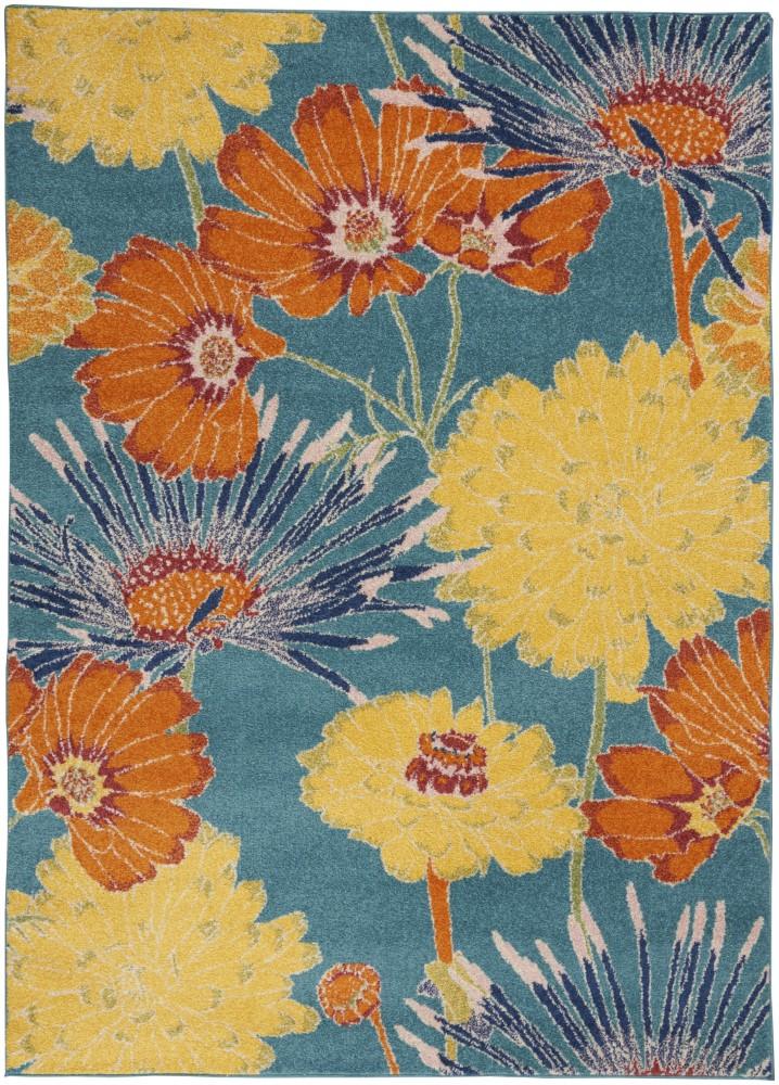 Nourison - Allur Area Rug - 53in x 73in Turquoise Multicolor - ALR06-99446838797 veiw 1