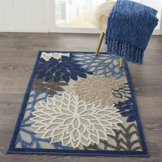 Nourison - Aloha 28in x 4 Blue Patio Area Rug - ALH05-99446738745 veiw 2