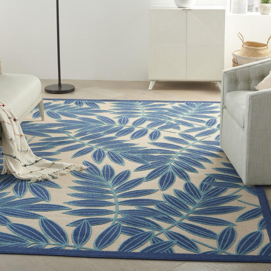 Nourison - Aloha ALH18 Navy Blue and White 6x9 Indoor-outdoor Area Rug - ALH18-99446816818 veiw 2
