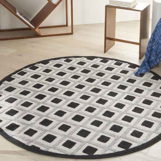 Nourison - Aloha Area Rug - 4 x round Black White - ALH26-99446829405 veiw 2