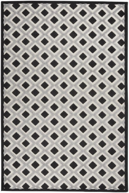Nourison - Aloha Indoor/Outdoor Area Rug - 53in x 75in Black White - ALH26-99446829498 veiw 1