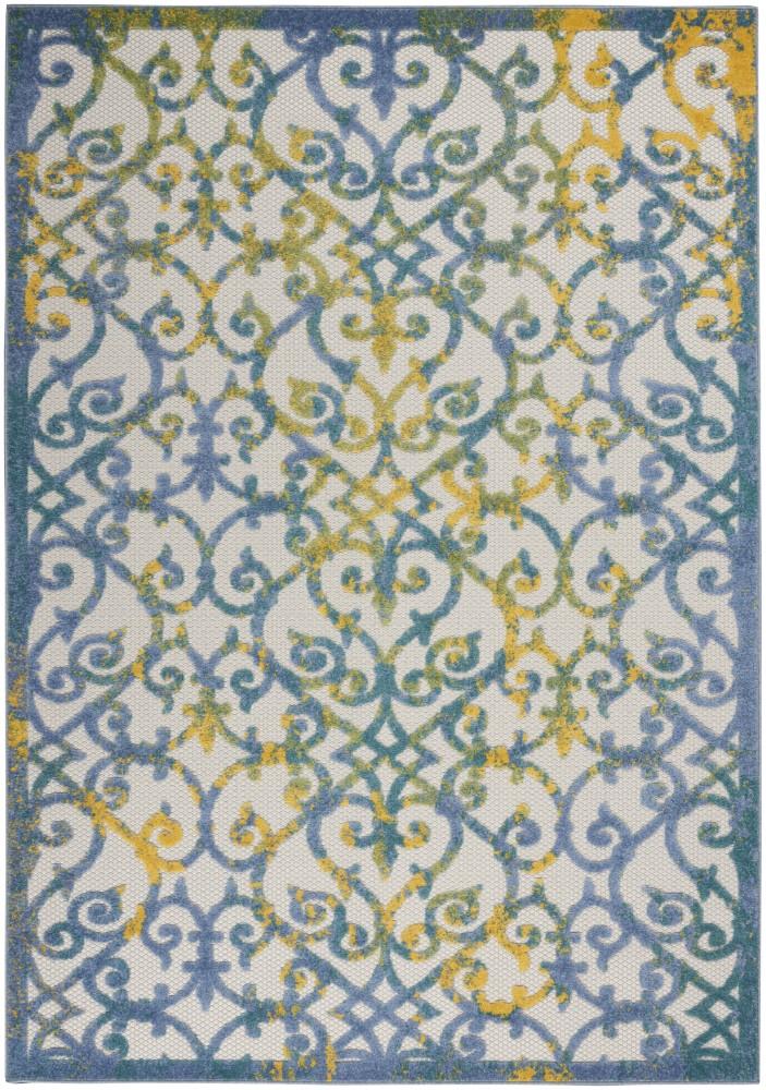 Nourison - Aloha Indoor/Outdoor Area Rug - 53in x 75in Ivory Blue - ALH21-99446828170 veiw 1