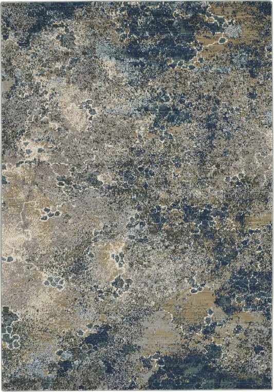 Nourison - Artworks ATW02 Blue and Bone 56in x 8 Abstract Area Rug - ATW02-99446710710 - CLOSEOUT veiw 1