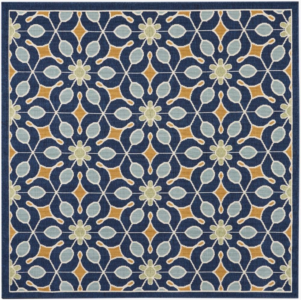 Nourison - Caribbean CRB07 Dark Blue 53in x Square Area Rug - CRB07-99446067913_CLOSEOUT veiw 1
