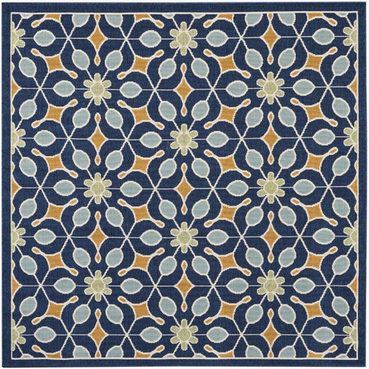 Nourison - Caribbean CRB07 Dark Blue 53in x Square Area Rug - CRB07-99446067913_CLOSEOUT veiw 1