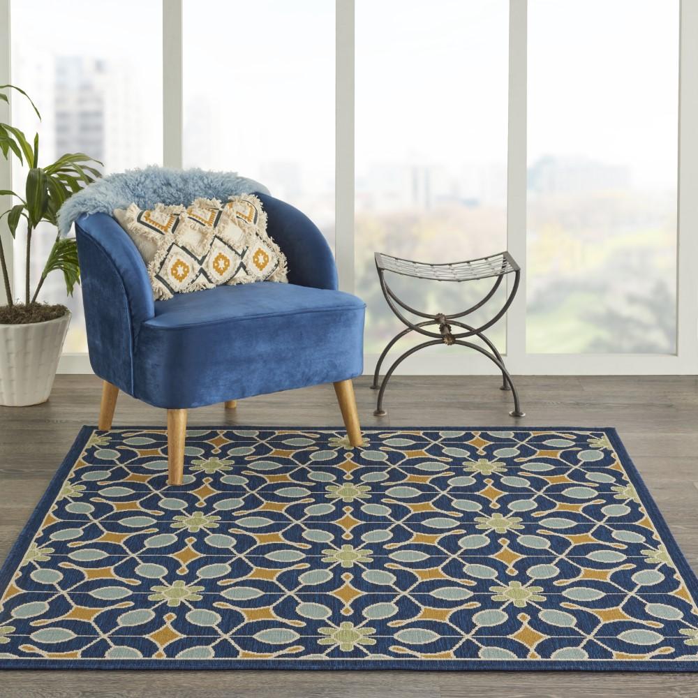 Nourison - Caribbean CRB07 Dark Blue 53in x Square Area Rug - CRB07-99446067913_CLOSEOUT veiw 2