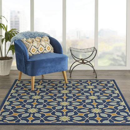 Nourison - Caribbean CRB07 Dark Blue 53in x Square Area Rug - CRB07-99446067913_CLOSEOUT veiw 2