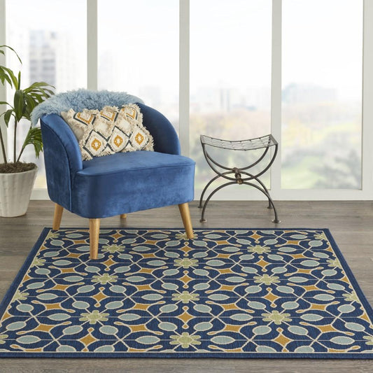 Nourison - Caribbean CRB07 Dark Blue 53in x Square Area Rug - CRB07-99446067913_CLOSEOUT veiw 2