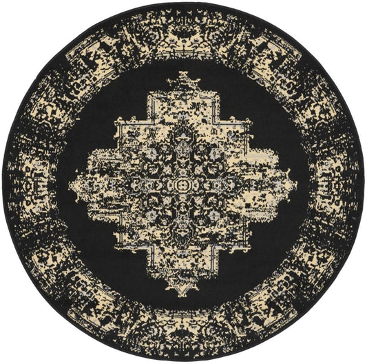 Nourison - Grafix Area Rug - 53in x ROUND Black - GRF14-99446809735 veiw 1