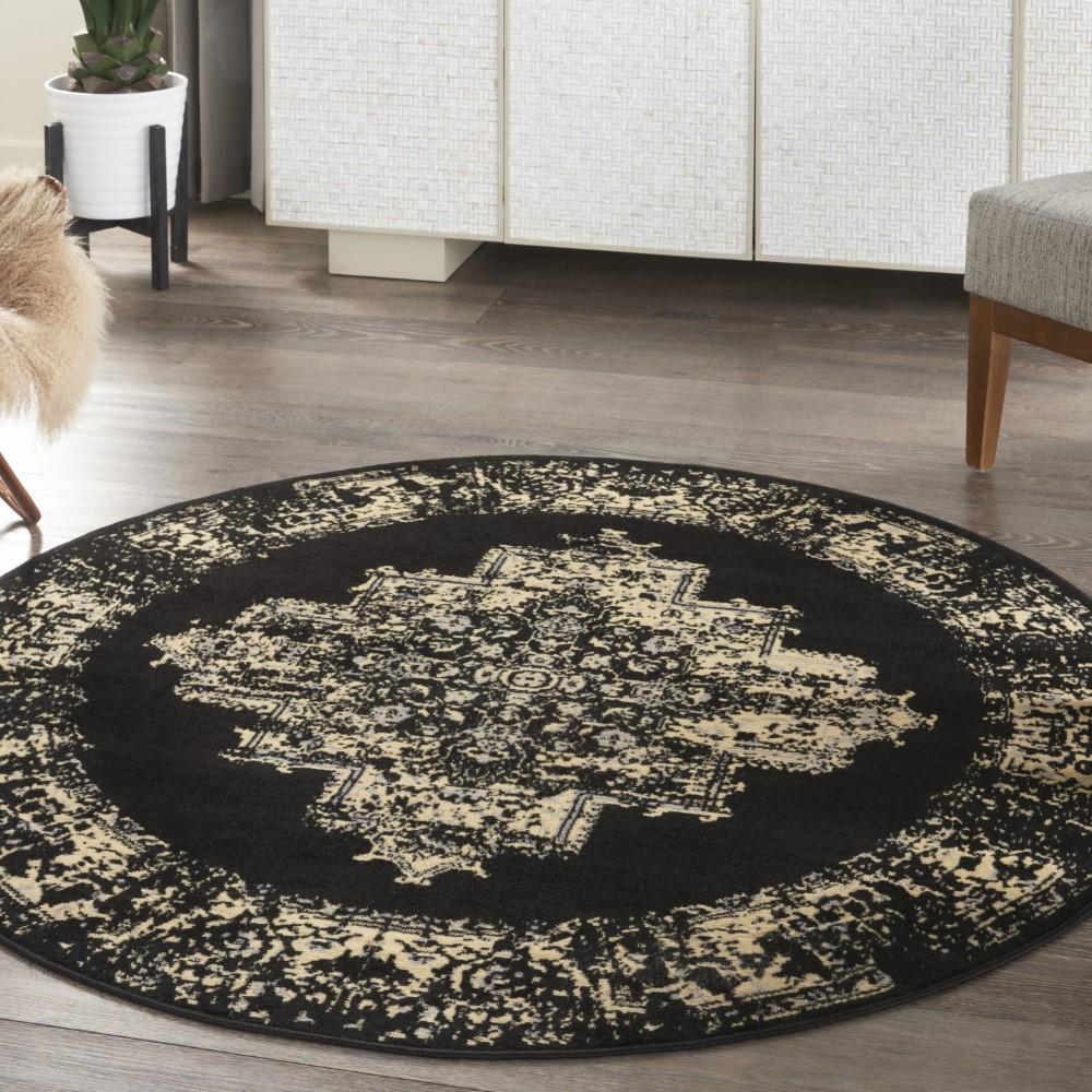 Nourison - Grafix Area Rug - 53in x ROUND Black - GRF14-99446809735 veiw 2