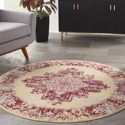 Nourison - Grafix Area Rug - 53in x ROUND Cream/Red - GRF14-99446809902 veiw 2