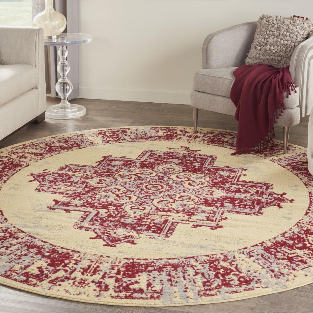 Nourison - Grafix Area Rug - 8 x ROUND Cream/Red - GRF14-99446809957 veiw 2