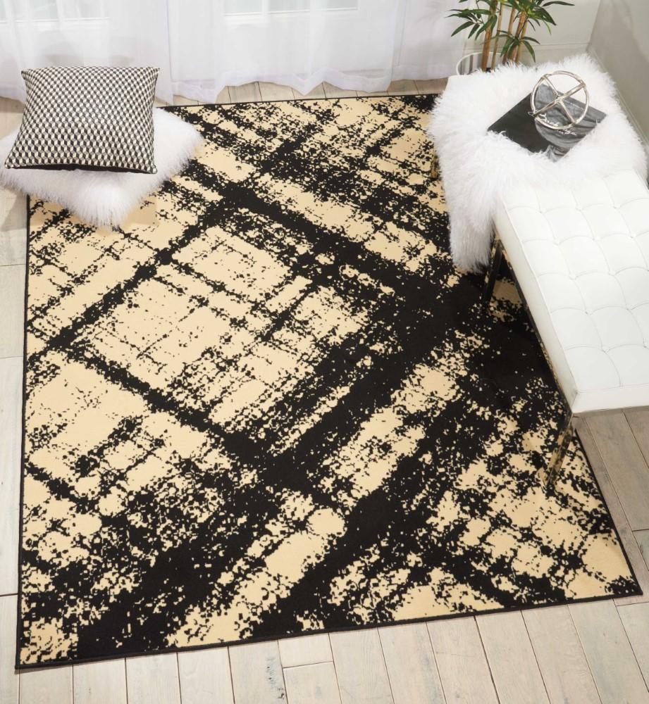 Nourison - Grafix GRF01 Black and White 53in x 73in Area Rug - GRF01-99446394651_CLOSEOUT veiw 2