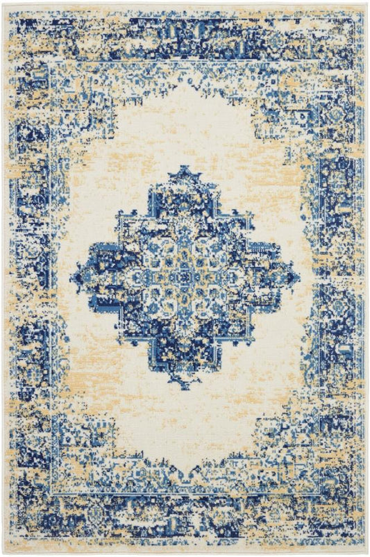 Nourison - Grafix GRF14 White and Blue 39in x 59in Area Rug - GRF14-99446459077 view 1