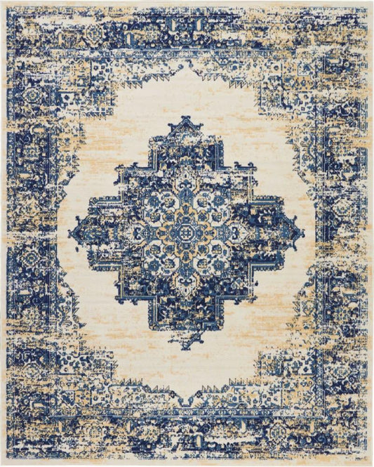 Nourison - Grafix GRF14 White and Blue 710in x 910in Large Rug - GRF14-99446411754 view 1