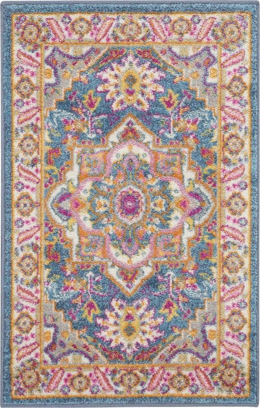 Nourison - Passion 110in x 210in Teal Multicolor Persian Area Rug - PSN20-99446486387 view 1