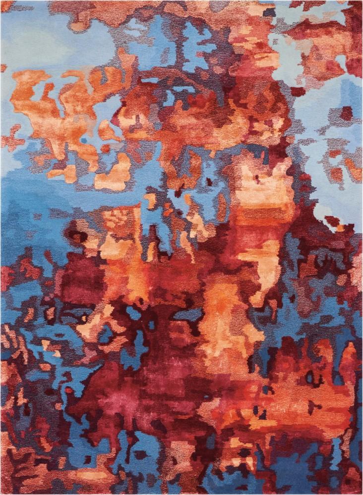 Nourison - Prismatic Area Rug - 56in x 75in Blue/Flame - PRS13-99446138767 veiw 1