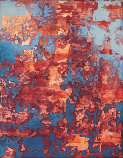 Nourison - Prismatic Area Rug - 79in x 99in Blue/Flame - PRS13-99446138798 veiw 1