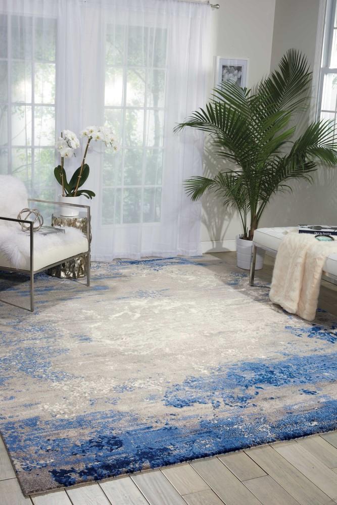 Nourison - Twilight TWI22 Blue and Bone 12x15 Oversized Rug - TWI22-99446357137 veiw 2
