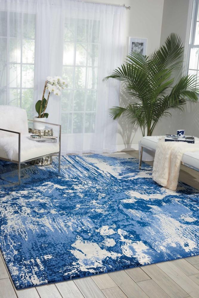 Nourison - Twilight TWI24 Blue and White 12x15 Oversized Rug - TWI24-99446357267_CLOSEOUT veiw 2