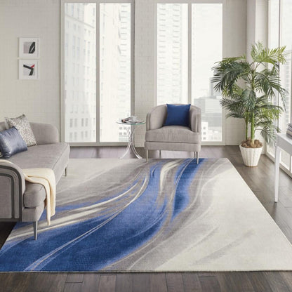 Nourison - Twilight TWI28 Ivory Bone Blue 12x15 Oversized Rug - TWI28-99446494009_CLOSEOUT veiw 2