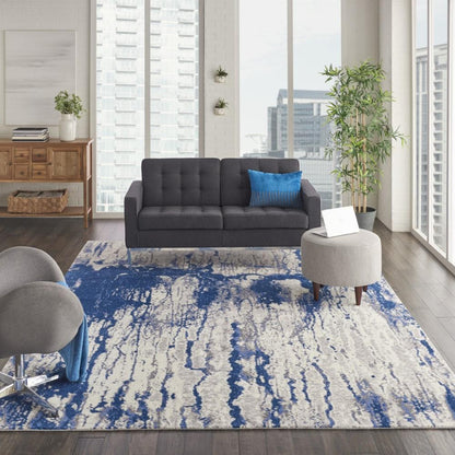 Nourison - Twilight TWI29 Navy Blue and White 12x15 Oversized Rug - TWI29-99446494023_CLOSEOUT veiw 2