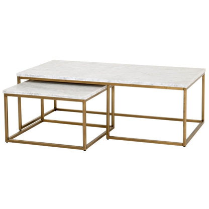 Orient Express Furniture - Carrera Nesting Coffee Table - 6100.BGLD/WHT veiw 1