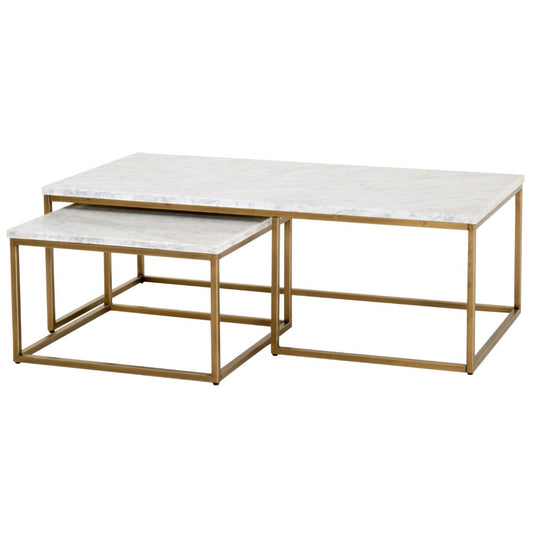 Orient Express Furniture - Carrera Nesting Coffee Table - 6100.BGLD/WHT veiw 1