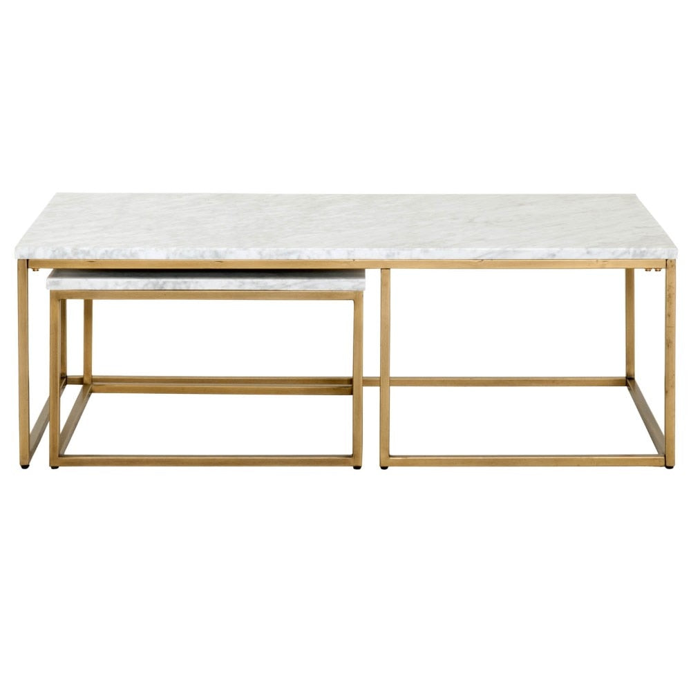 Orient Express Furniture - Carrera Nesting Coffee Table - 6100.BGLD/WHT veiw 2