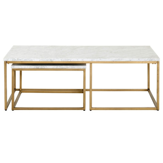 Orient Express Furniture - Carrera Nesting Coffee Table - 6100.BGLD/WHT veiw 2
