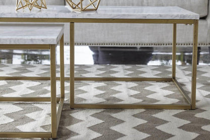 Orient Express Furniture - Carrera Nesting Coffee Table - 6100.BGLD/WHT veiw 4